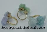 NGR15 15*20mm - 20*25mm nuggets plated druzy quartz rings