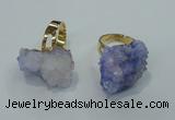 NGR18 18*25mm - 25*30mm nuggets plated druzy quartz rings