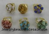 NGR181 25*30mm druzy agate gemstone rings wholesale