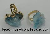 NGR19 18*25mm - 25*30mm nuggets plated druzy quartz rings