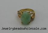 NGR2008 10*15mm faceted oval green aventurine gemstone rings