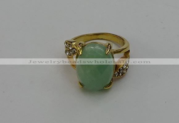 NGR2008 10*15mm faceted oval green aventurine gemstone rings