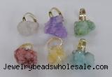 NGR21 18*25mm - 25*30mm nuggets plated druzy quartz rings