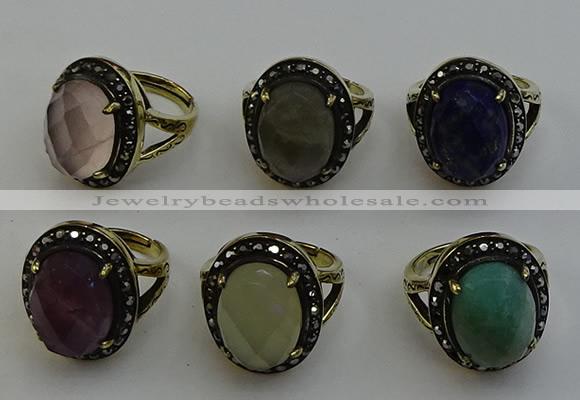 NGR2118 10*15mm faceted oval mixed gemstone rings wholesale