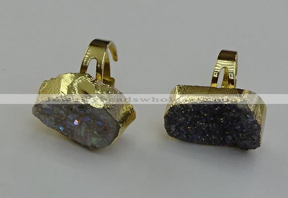 NGR2125 20*25mm - 25*30mm freeform plated druzy agate rings