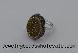 NGR2135 22*28mm - 22*30mm flower plated druzy agate rings