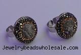 NGR2137 20mm - 22mm coin plated druzy agate gemstone rings