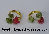 NGR214 5*8mm - 6*10mm freeform druzy agate & peridot rings wholesale