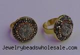 NGR2145 20mm - 22mm coin plated druzy agate gemstone rings