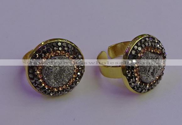 NGR2145 20mm - 22mm coin plated druzy agate gemstone rings