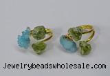 NGR215 5*8mm - 6*10mm freeform druzy agate & peridot rings wholesale