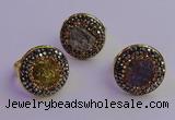 NGR2150 20mm - 22mm coin plated druzy agate gemstone rings