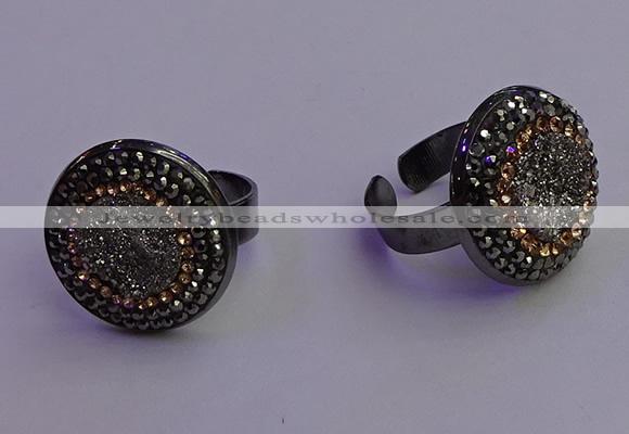 NGR2153 20mm - 22mm coin plated druzy agate gemstone rings