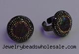 NGR2158 20mm - 22mm coin plated druzy agate gemstone rings