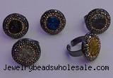 NGR2160 20mm - 22mm coin plated druzy agate gemstone rings