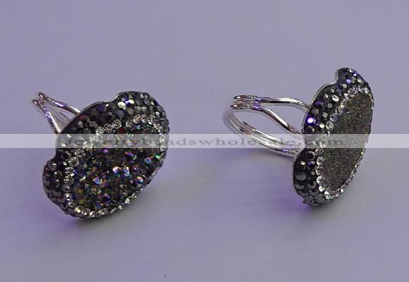 NGR2167 22*28mm - 22*30mm flower plated druzy agate rings