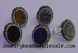 NGR2169 22*28mm - 22*30mm flower plated druzy agate rings