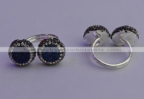 NGR2178 12mm - 14mm coin plated druzy agate rings wholesale