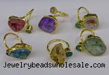 NGR219 8*9mm - 20*25mm freeform druzy agate gemstone rings