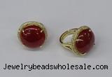 NGR234 20mm flat round agate gemstone rings wholesale