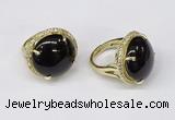 NGR238 20mm flat round agate gemstone rings wholesale