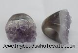 NGR28 35*40mm - 40*45mm freeform druzy amethyst gemstone rings