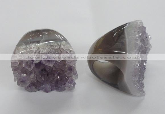 NGR28 35*40mm - 40*45mm freeform druzy amethyst gemstone rings