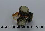 NGR290 14mm - 16mm coin plated druzy agate gemstone rings