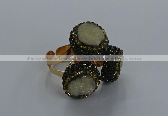 NGR290 14mm - 16mm coin plated druzy agate gemstone rings