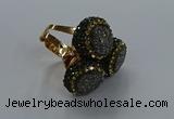 NGR294 14mm - 16mm coin plated druzy agate gemstone rings