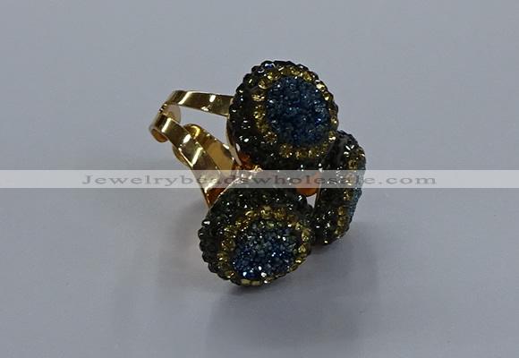 NGR297 14mm - 16mm coin plated druzy agate gemstone rings