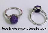 NGR3004 925 sterling silver with 10mm flat  round charoite rings