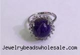 NGR3008 925 sterling silver with 12mm flat  round charoite rings