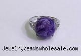 NGR3010 925 sterling silver with 14mm flat  round charoite rings