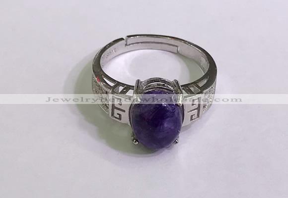 NGR3019 925 sterling silver with 8*10mm oval charoite rings