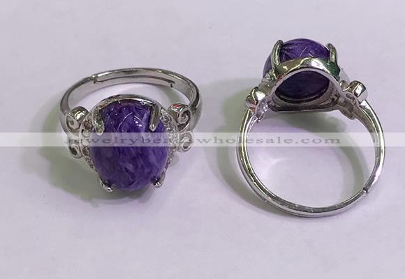 NGR3022 925 sterling silver with 10*12mm oval charoite rings