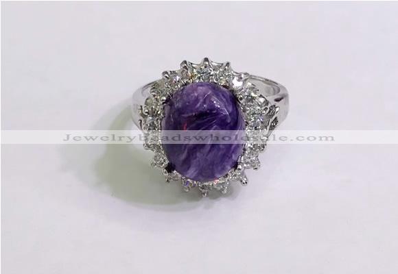 NGR3024 925 sterling silver with 10*12mm oval charoite rings