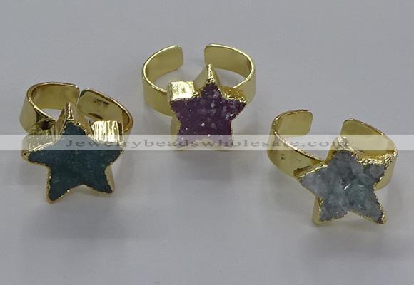 NGR319 15*15mm - 16*16mm star druzy agate gemstone rings