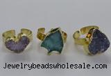 NGR321 14*15mm - 15*18mm heart druzy agate gemstone rings