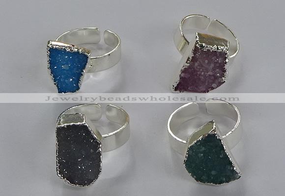 NGR325 13*18mm - 15*20mm freeform druzy agate gemstone rings