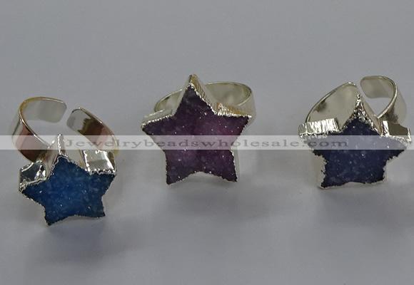 NGR331 15*16mm - 16*18mm star druzy agate gemstone rings