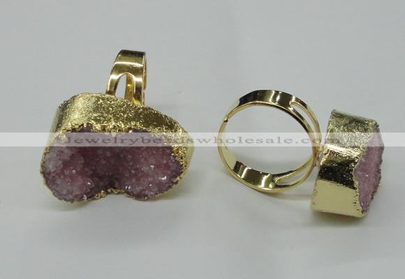 NGR53 18*25mm - 20*30mm freeform plated druzy agate rings