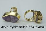 NGR54 18*25mm - 20*30mm freeform plated druzy agate rings