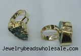 NGR55 18*25mm - 20*30mm freeform plated druzy agate rings