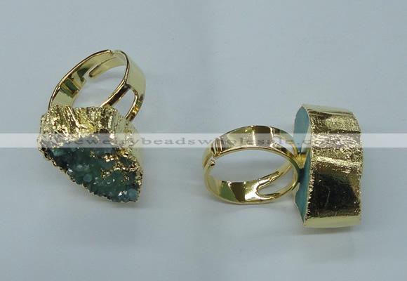 NGR55 18*25mm - 20*30mm freeform plated druzy agate rings