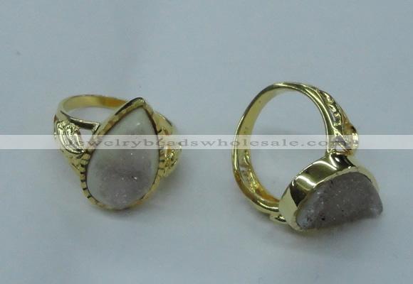 NGR68 12*16mm - 13*18mm freeform plated druzy agate rings