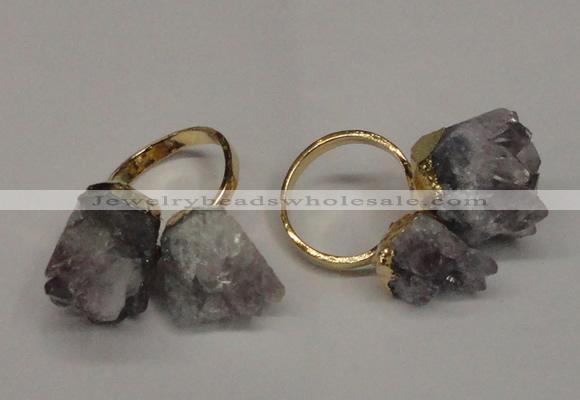 NGR87 15*20mm - 18*25mm nuggets druzy amethyst gemstone rings