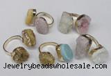 NGR92 15*20mm - 18*25mm freeform plated agate druzy rings