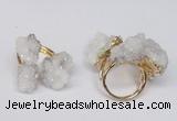 NGR95 15*20mm - 20*25mm nuggets plated druzy quartz rings