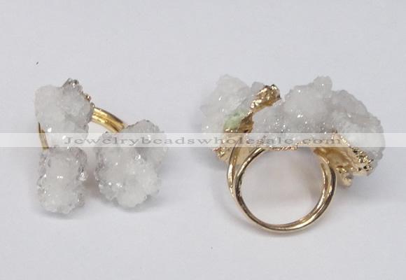 NGR95 15*20mm - 20*25mm nuggets plated druzy quartz rings